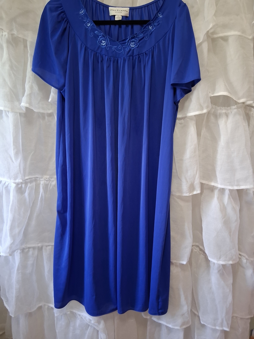 Miss Elaine Royal Blue Pleated Sleepwear Top
